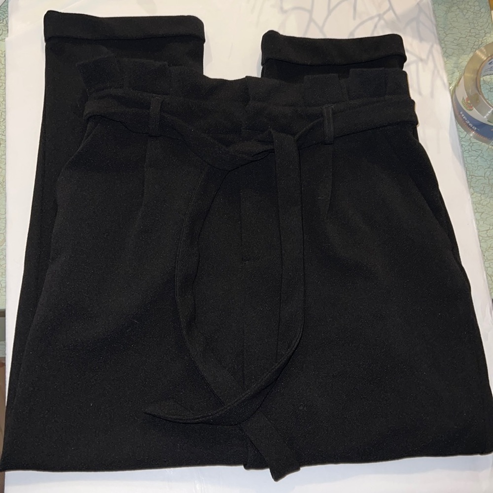 No Boundaries black paper‎ bag elastic belted crepe pants Sz Large (11-13)